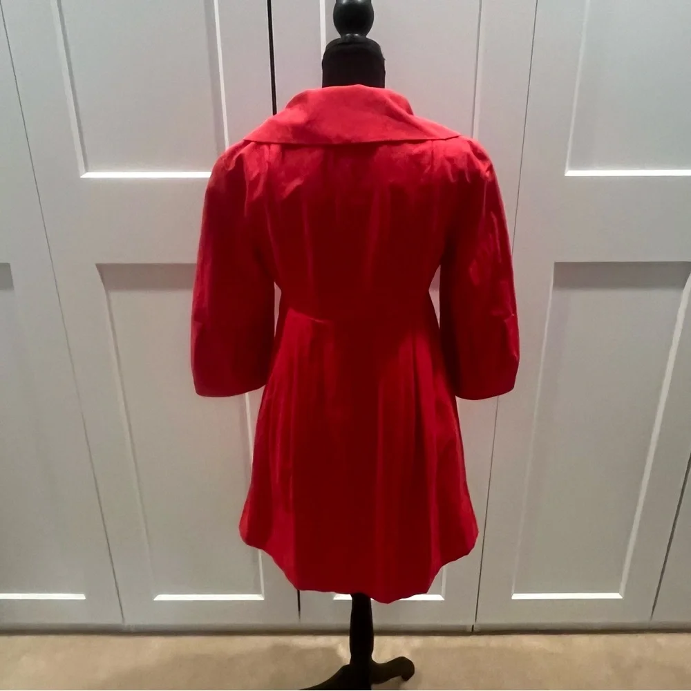 Vintage Nanette Lepore Arrivederci Deep Coral Raincoat Jacket Coat - Picture 2 of 11